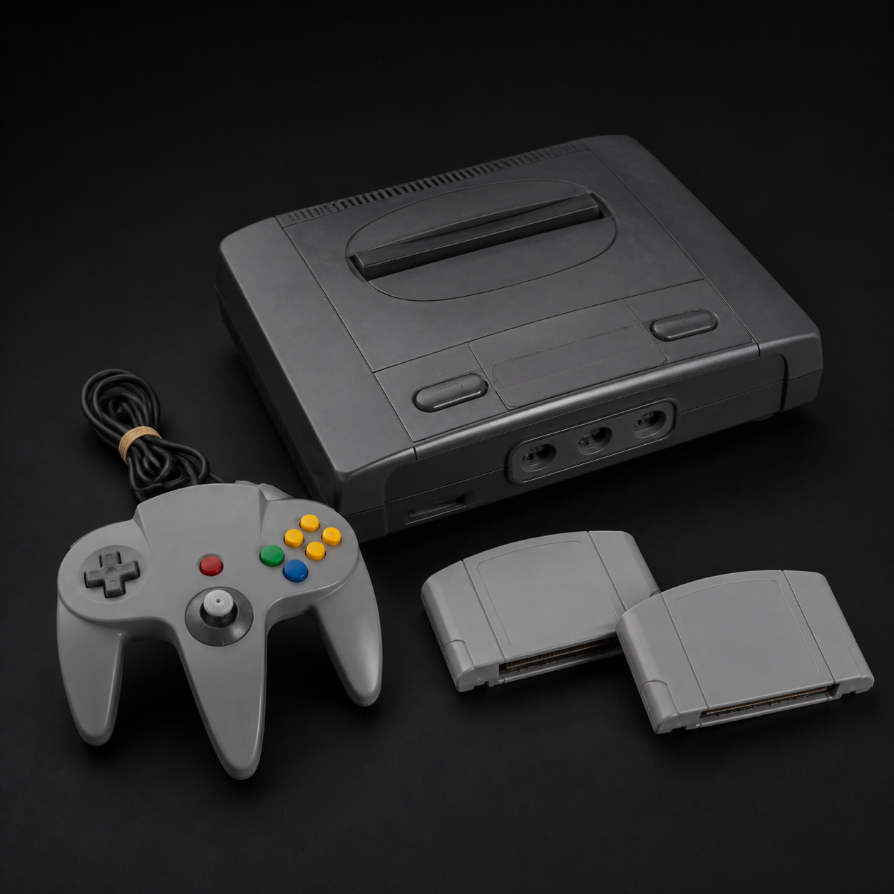 Nintendo 64 Charcoal Bundle, sample second-hand stock photograph